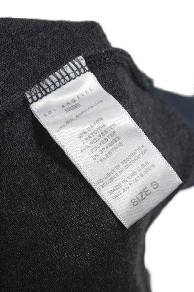 SOL ANGELES Womens Jersey Scoop Neck Long Sleeve T-Shirt Gray Size S