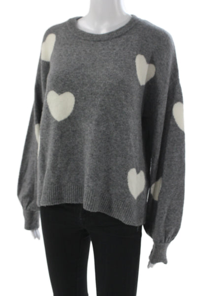 Madewell Women Gray Geometric Heart Crew Neck Pullover Size S