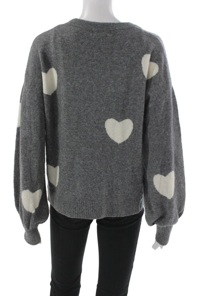 Madewell Women Gray Geometric Heart Crew Neck Pullover Size S