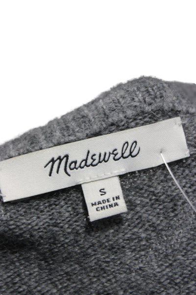 Madewell Women Gray Geometric Heart Crew Neck Pullover Size S