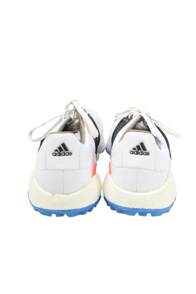 Adidas Mens Lace Up Logo Leather Baseball Sneakers White Black Size 10.5