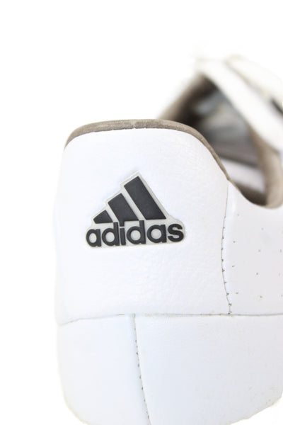 Adidas Mens Lace Up Logo Leather Baseball Sneakers White Black Size 10.5