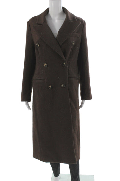 ASTR Women Overcoat Brown Long Sleeve Button Polyester Size XS