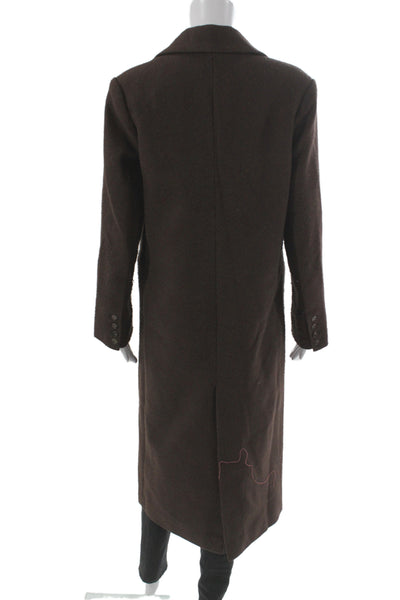 ASTR Women Overcoat Brown Long Sleeve Button Polyester Size XS