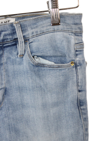 Frame Denim Womens Skinny Jeans Blue Mid Rise Cotton Button Size 26