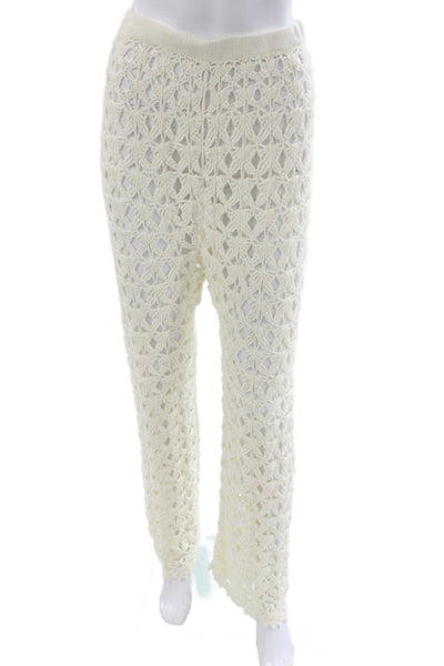 Capittana Womens Ivory Argyle Cotton Pull On Pants Boho Size M