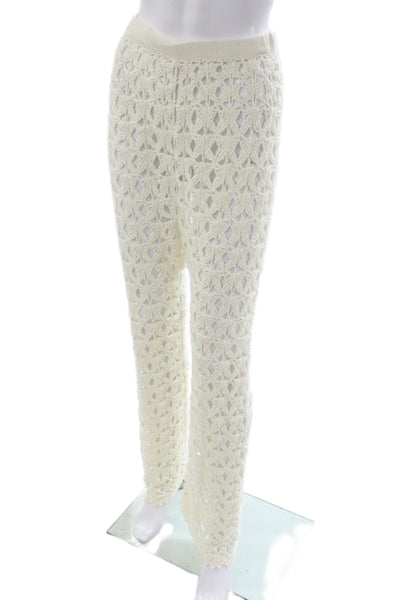 Capittana Womens Ivory Argyle Cotton Pull On Pants Boho Size M