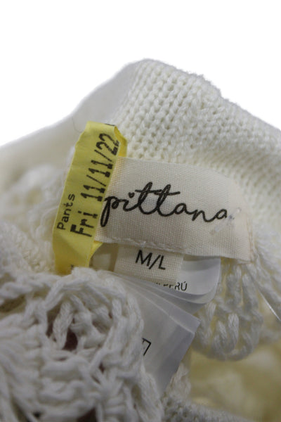 Capittana Womens Ivory Argyle Cotton Pull On Pants Boho Size M