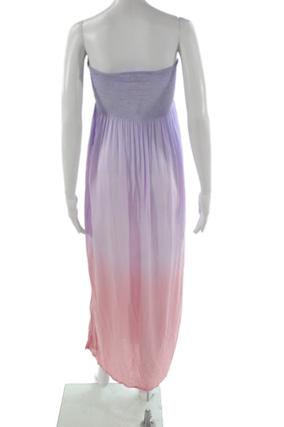 Tiare Hawaii Women Maxi Dress Pink Off Shoulder Sleeveless Mid Calf Size S