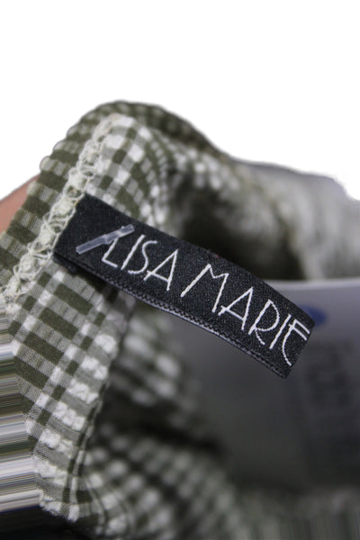 Lisa Marie Fernandez Womens Green Check Shrug Sweater 3/4 Sleeve Size S
