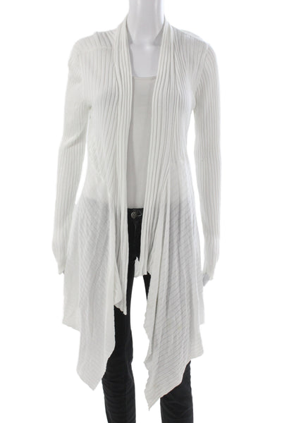 Design History Womens Cardigan White V Neck Long Sleeve Rayon Blend Size L