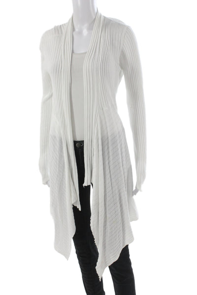Design History Womens Cardigan White V Neck Long Sleeve Rayon Blend Size L