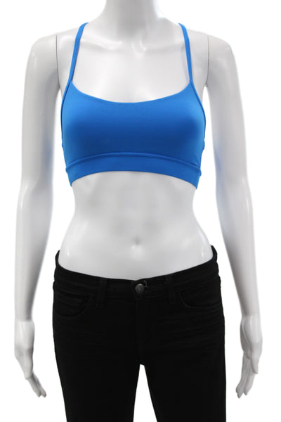Lululemon Womens Spaghetti Strap Scoop Neck Stretch Knit Sports Bra Blue Size 2