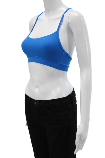 Lululemon Womens Spaghetti Strap Scoop Neck Stretch Knit Sports Bra Blue Size 2