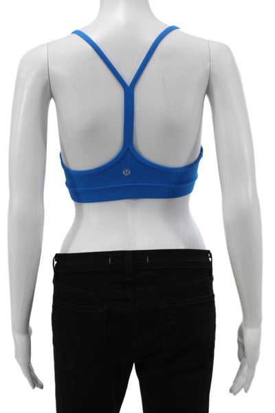 Lululemon Womens Spaghetti Strap Scoop Neck Stretch Knit Sports Bra Blue Size 2