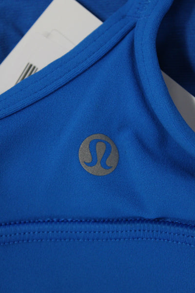 Lululemon Womens Spaghetti Strap Scoop Neck Stretch Knit Sports Bra Blue Size 2