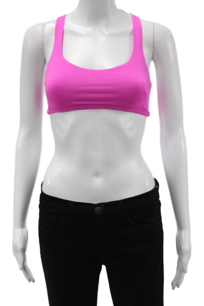 Lululemon Womens Strappy Back Stretch Knit Sports Bra Pink Size 4