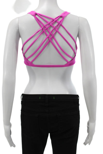 Lululemon Womens Strappy Back Stretch Knit Sports Bra Pink Size 4