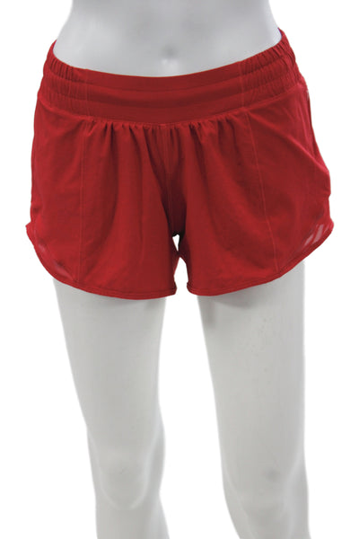 Lululemon Women Athletic Red Polyester Drawstring Shorts Size 4