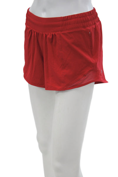 Lululemon Women Athletic Red Polyester Drawstring Shorts Size 4