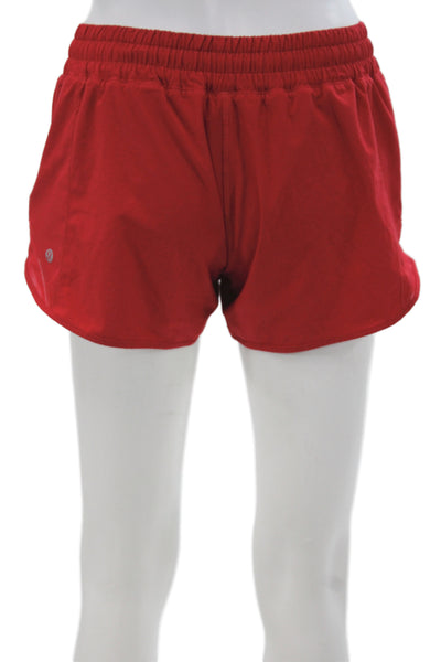 Lululemon Women Athletic Red Polyester Drawstring Shorts Size 4