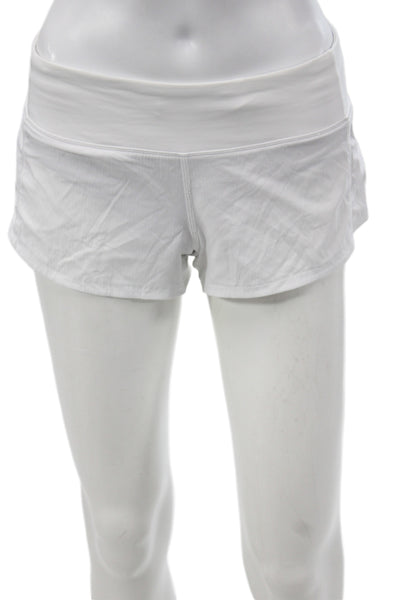 Lululemon Womens Athletic White Zip Synthetic Shorts Size 4