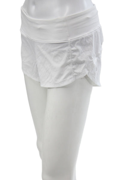 Lululemon Womens Athletic White Zip Synthetic Shorts Size 4
