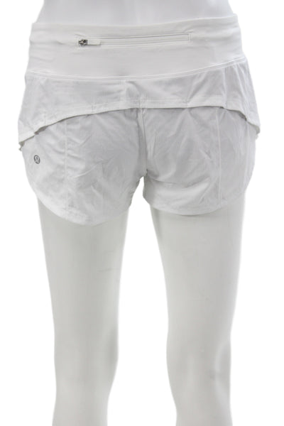 Lululemon Womens Athletic White Zip Synthetic Shorts Size 4