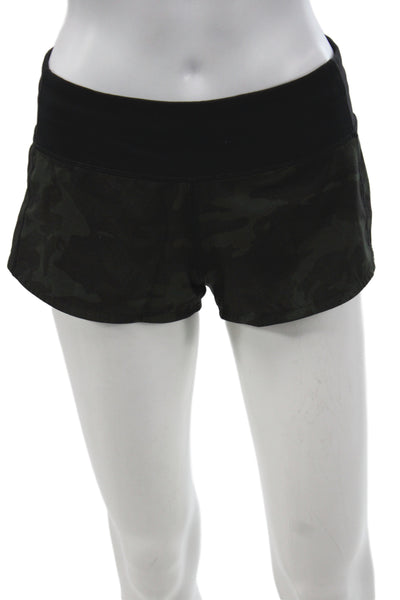 Lululemon Womens Athletic Black Camo Shorts Polyester Size 4