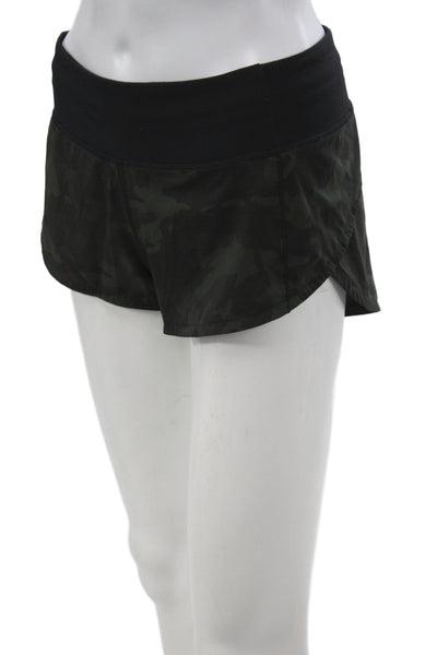 Lululemon Womens Athletic Black Camo Shorts Polyester Size 4