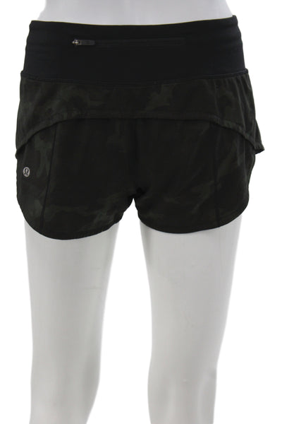 Lululemon Womens Athletic Black Camo Shorts Polyester Size 4