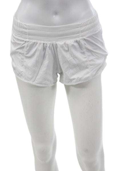 Lululemon Women Athletic Shorts White Drawstring Polyester Athleisure Size 4