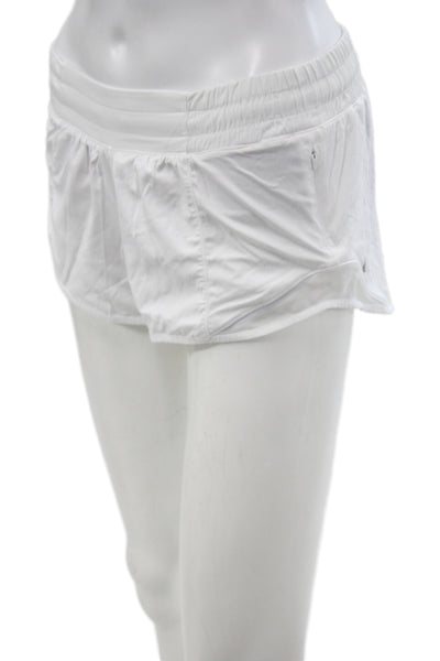 Lululemon Women Athletic Shorts White Drawstring Polyester Athleisure Size 4
