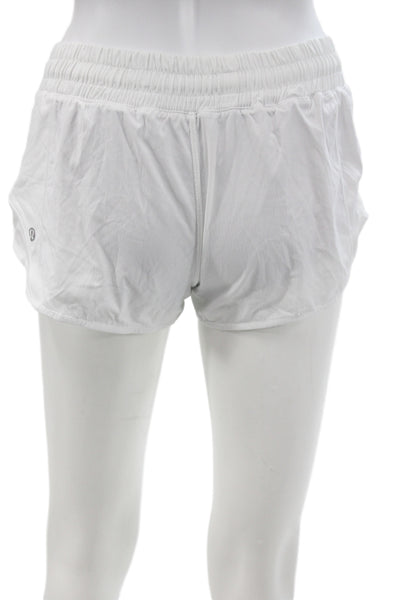 Lululemon Women Athletic Shorts White Drawstring Polyester Athleisure Size 4