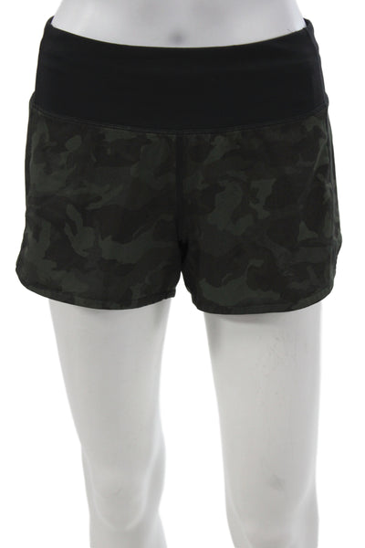 Lululemon Womens Athletic Camo Black Zip Polyester Shorts Size 4