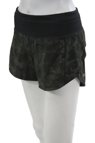 Lululemon Womens Athletic Camo Black Zip Polyester Shorts Size 4