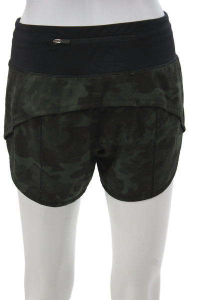 Lululemon Womens Athletic Camo Black Zip Polyester Shorts Size 4