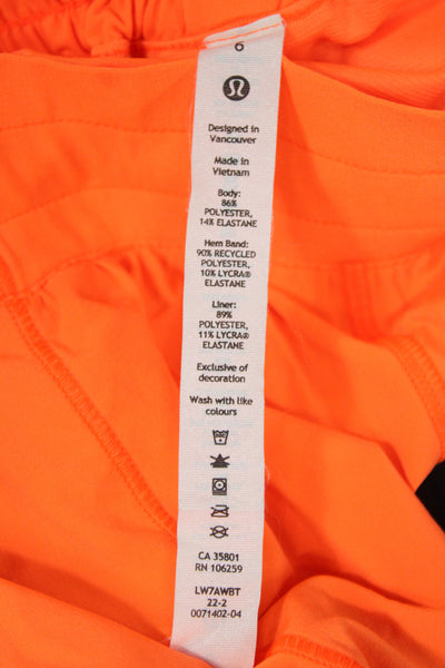 Lululemon Womens Athletic Orange Drawstring Polyester Shorts Size 6