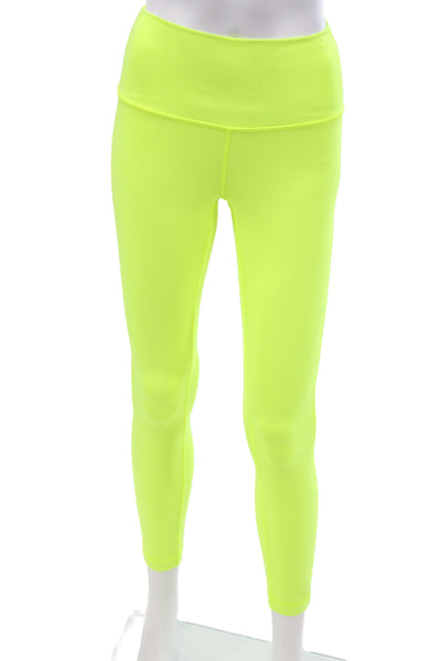 Lululemon Women Ankle Leggings Yellow Nylon Athleisure Size 4