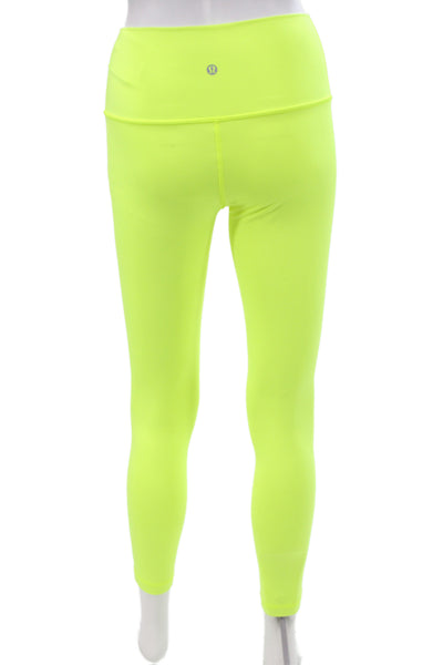 Lululemon Women Ankle Leggings Yellow Nylon Athleisure Size 4