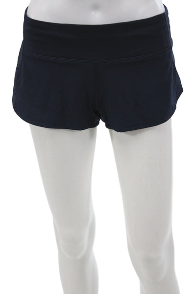 Lululemon Women Athletic Blue Nylon Zip Shorts Size 4