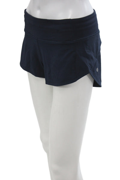 Lululemon Women Athletic Blue Nylon Zip Shorts Size 4