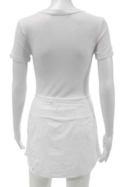 Athleta Womens Athletic Skort White Polyester Pull On Short Solid Size XS