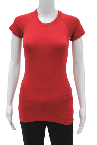 Lululemon Women Basic Red Nylon Short Sleeve T-Shirt Size 2
