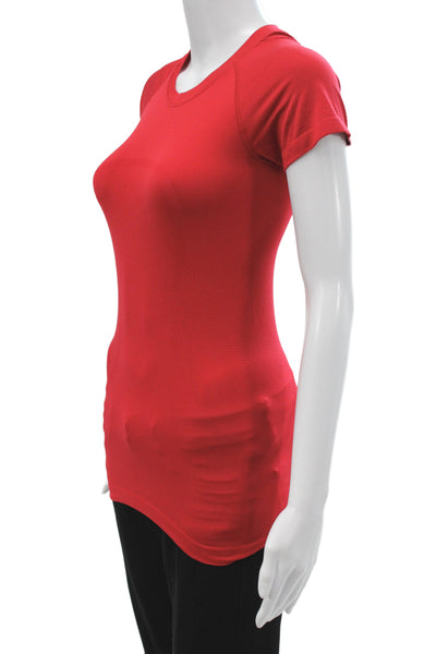 Lululemon Women Basic Red Nylon Short Sleeve T-Shirt Size 2