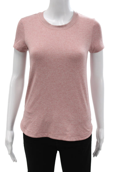 Athleta Womens Basic Pink Crew Neck Short Sleeve T-Shirt Polyester Size 2XS