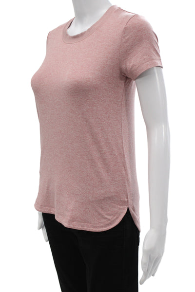 Athleta Womens Basic Pink Crew Neck Short Sleeve T-Shirt Polyester Size 2XS