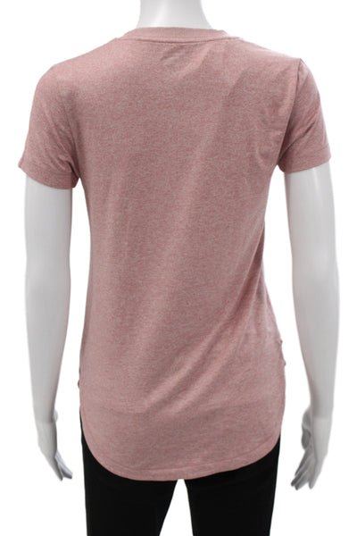 Athleta Womens Basic Pink Crew Neck Short Sleeve T-Shirt Polyester Size 2XS
