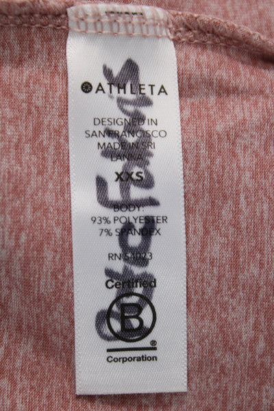 Athleta Womens Basic Pink Crew Neck Short Sleeve T-Shirt Polyester Size 2XS