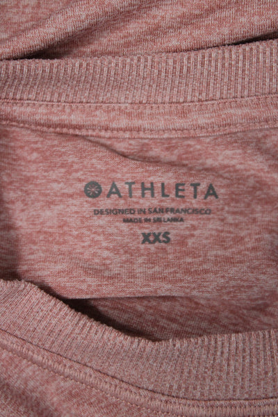 Athleta Womens Basic Pink Crew Neck Short Sleeve T-Shirt Polyester Size 2XS